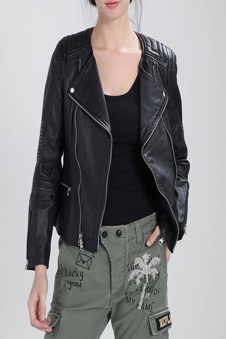 Women's genuine lambskin leather jacket motorcycle slim fit designer biker jacket-ce-246
