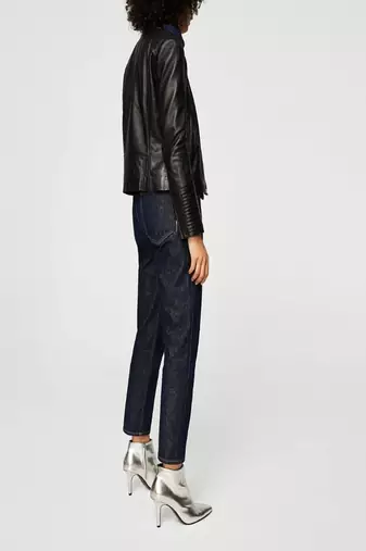 women's genuine lambskin leather biker jacket classic moto zip style exclusive refined