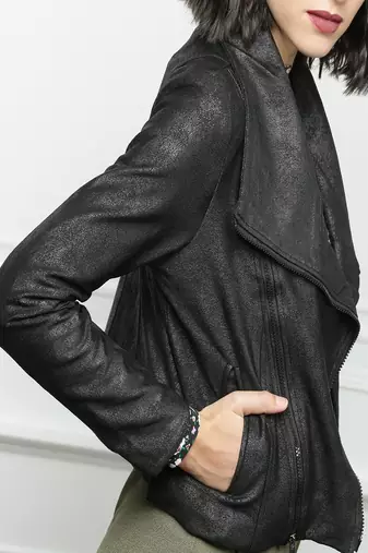 women's genuine lambskin leather biker jacket classic moto zip style exclusive refined