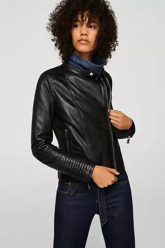 women's genuine lambskin leather biker jacket classic moto zip style exclusive elegant