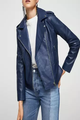 Women's genuine lambskin leather jacket motorcycle slim fit designer biker jacket-ce-253