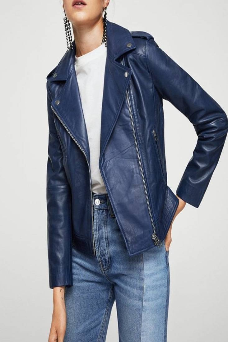 Women's genuine lambskin leather jacket motorcycle slim fit designer biker jacket-ce-253
