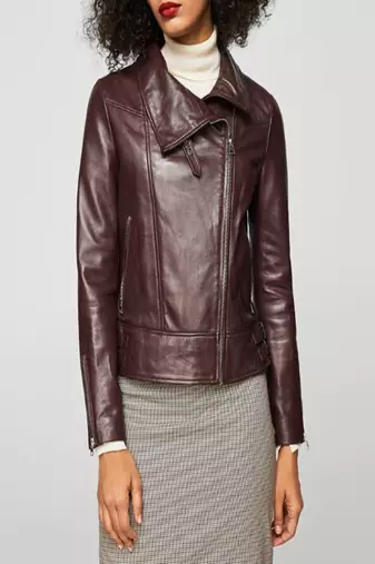 Women's genuine lambskin leather jacket motorcycle slim fit designer biker jacket-ce-254