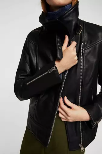 Women's genuine lambskin leather jacket motorcycle slim fit designer biker jacket-ce-255