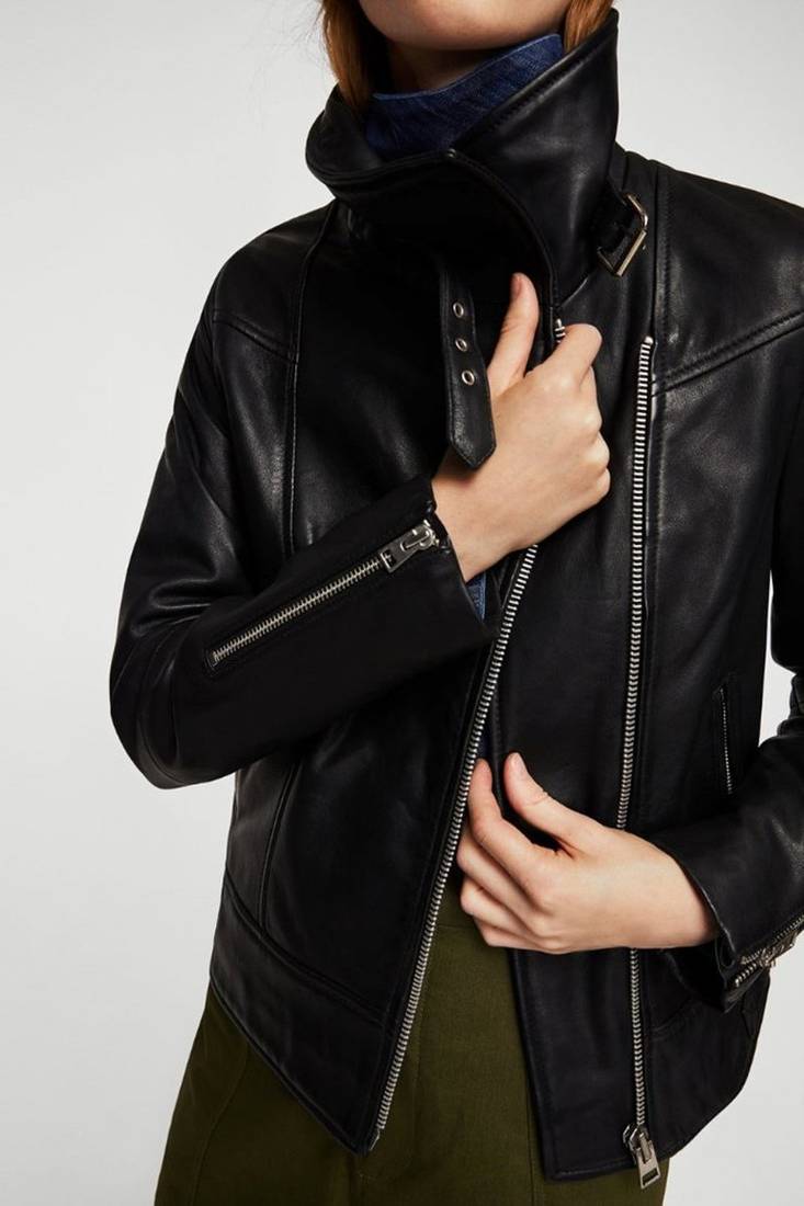 Women's genuine lambskin leather jacket motorcycle slim fit designer biker jacket-ce-255