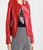 women's genuine lambskin leather biker jacket classic moto zip style exclusive signature