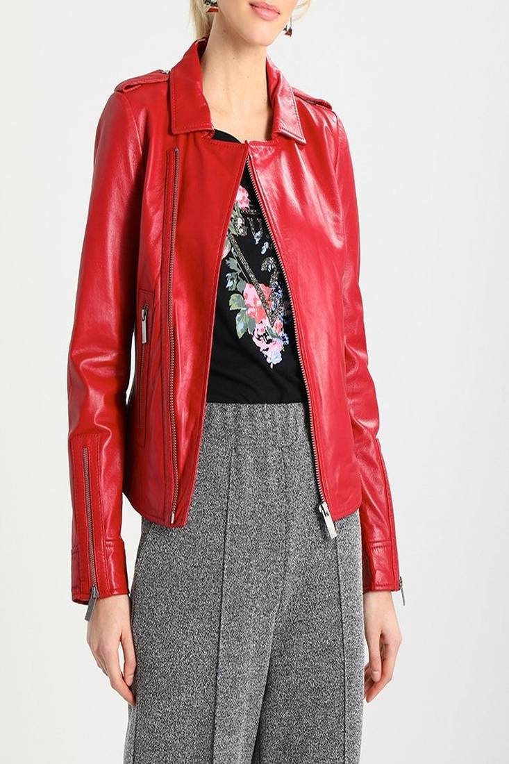 Women's genuine lambskin leather jacket motorcycle slim fit designer biker jacket-ce-262