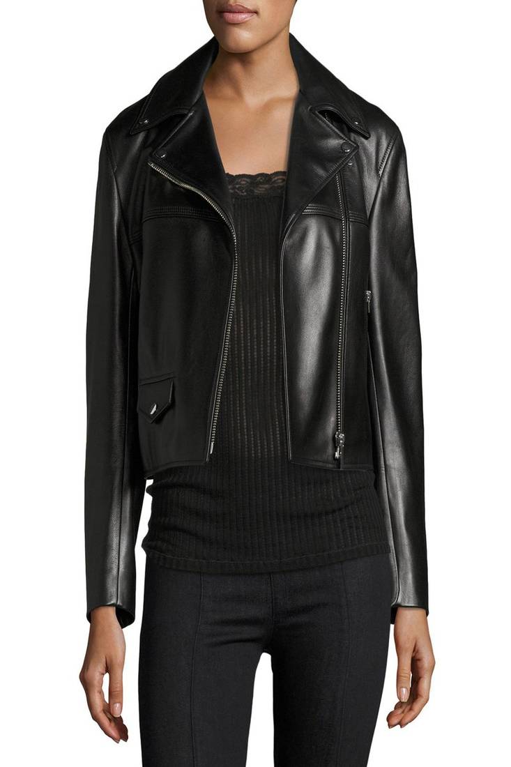 Women's genuine lambskin leather jacket motorcycle slim fit designer biker jacket-ce-264