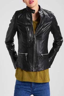 women's genuine lambskin leather biker jacket classic moto zip style exclusive high quality 3