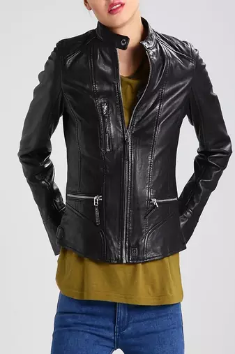 women's genuine lambskin leather biker jacket classic moto zip style exclusive high quality