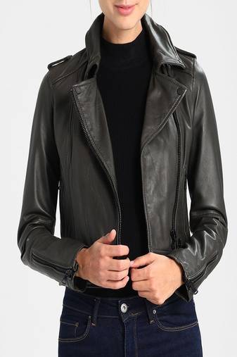Women's genuine lambskin leather jacket motorcycle slim fit designer biker jacket-ce-267