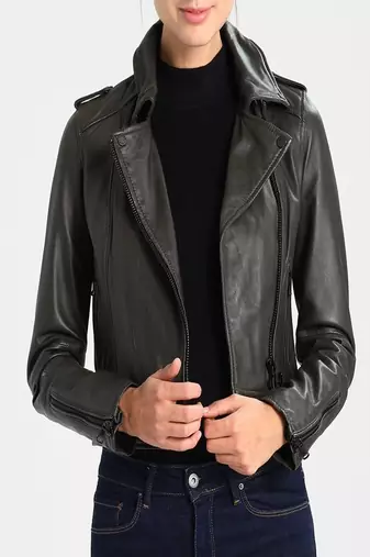 Women's genuine lambskin leather jacket motorcycle slim fit designer biker jacket-ce-267
