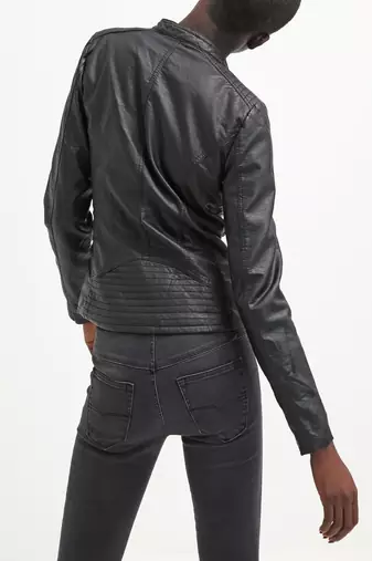 women's black lambskin leather biker jacket classic moto zip style exclusive premium
