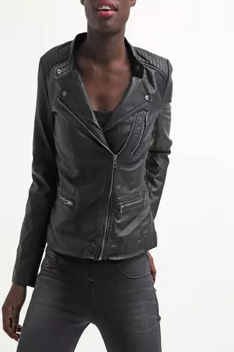 women's black lambskin leather biker jacket classic moto zip style exclusive premium