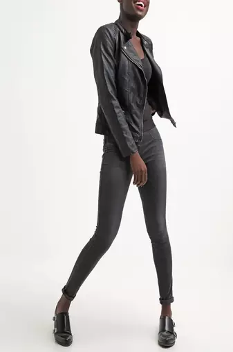 women's black lambskin leather biker jacket classic moto zip style exclusive premium