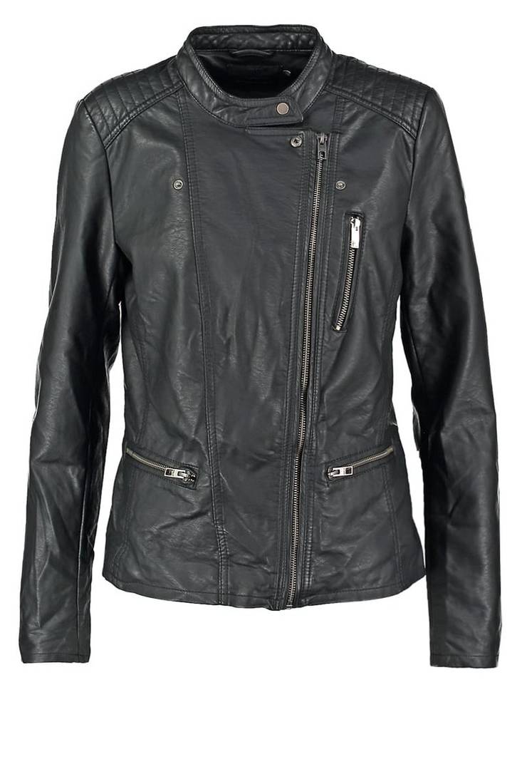 Womens genuine lambskin black leather motorcycle slim fit ladies biker jacket-c268