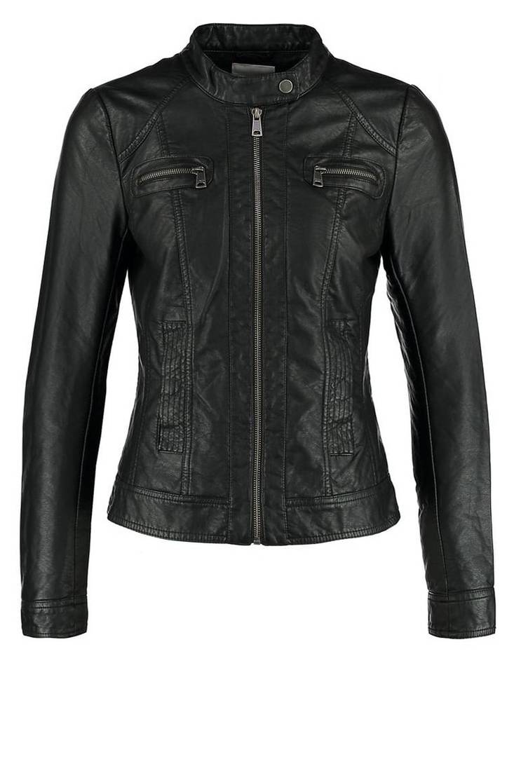 Womens genuine lambskin black leather motorcycle slim fit ladies biker jacket-c269