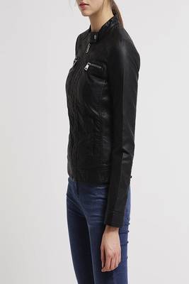women's black lambskin leather biker jacket classic moto zip style exclusive exclusive 3