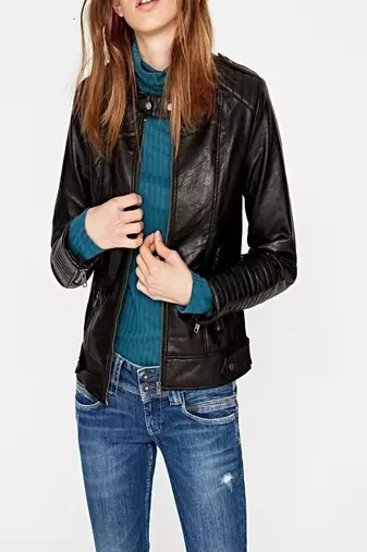 women's black lambskin leather biker jacket classic moto zip style exclusive modern