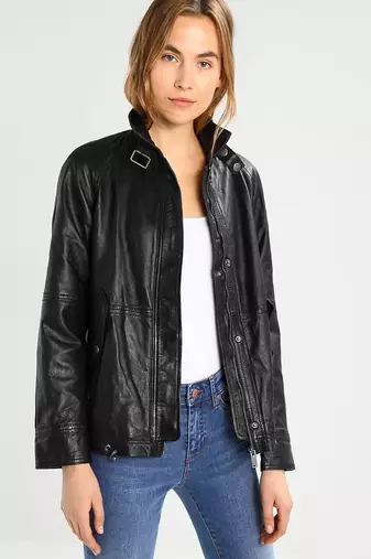 women's black lambskin leather biker jacket classic moto zip style exclusive stylish