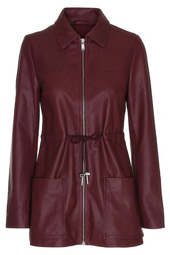 Womens genuine lambskin burgundy leather motorcycle slim fit ladies biker jacket-cl-274