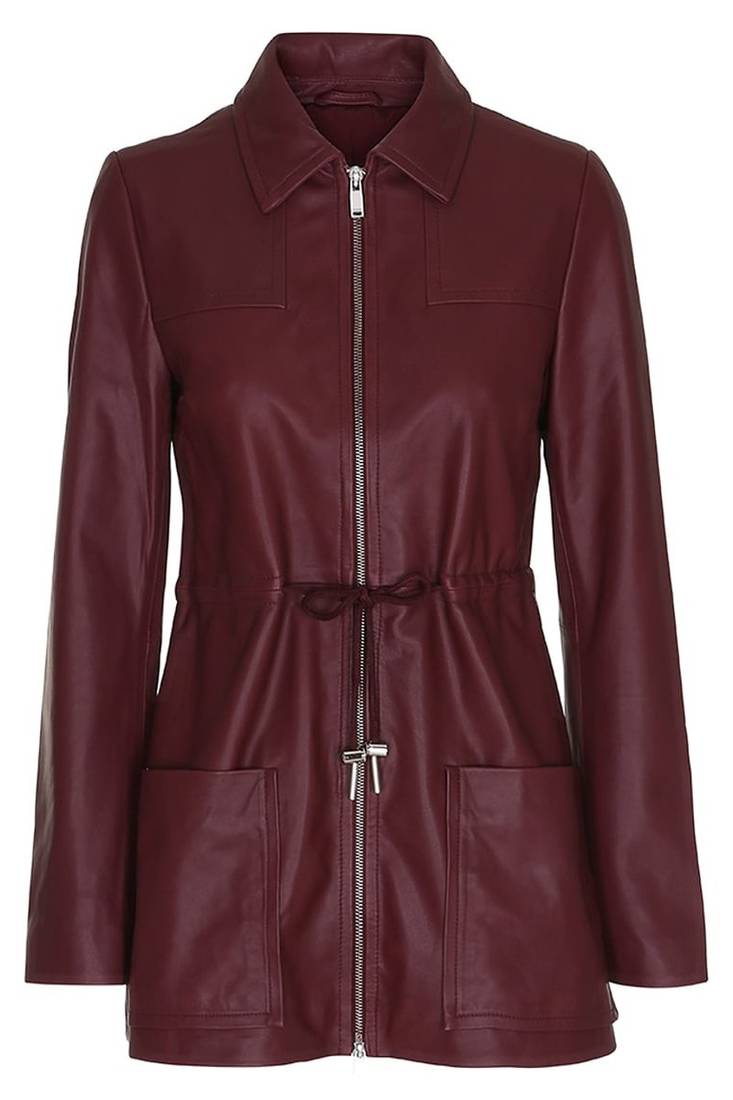 Womens genuine lambskin burgundy leather motorcycle slim fit ladies biker jacket-cl-274