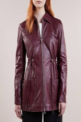 women's burgundy lambskin leather biker jacket classic moto zip style 3