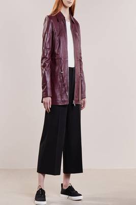 women's burgundy lambskin leather biker jacket classic moto zip style 4