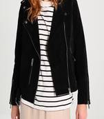 women's black lambskin leather biker jacket classic moto zip style exclusive authentic