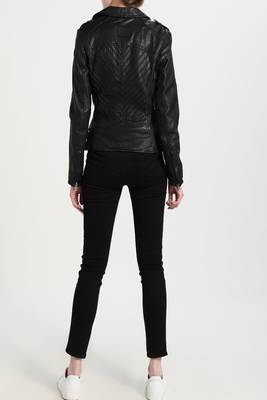 women's black lambskin leather biker jacket classic moto zip style exclusive genuine 2