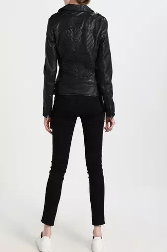 women's black lambskin leather biker jacket classic moto zip style exclusive genuine