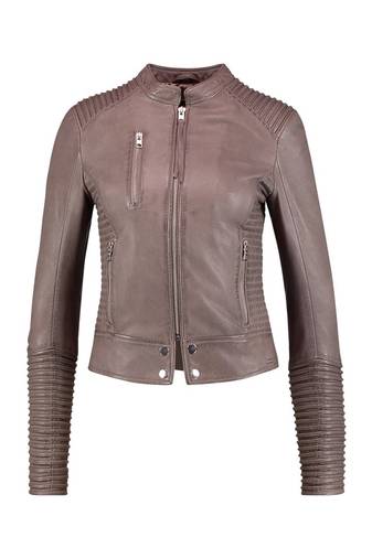Women’s genuine lambskin grey leather biker jacket slim fit designer motorcycle-cl-w278
