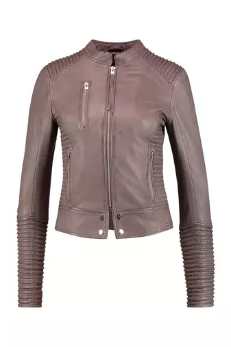 Women’s genuine lambskin grey leather biker jacket slim fit designer motorcycle-cl-w278