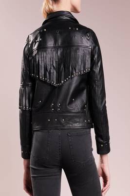 women's black lambskin leather biker jacket classic moto zip style exclusive superior 2