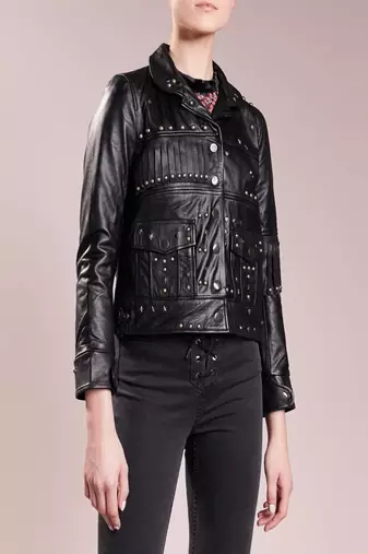 women's black lambskin leather biker jacket classic moto zip style exclusive superior
