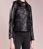 women's black lambskin leather biker jacket classic moto zip style exclusive superior
