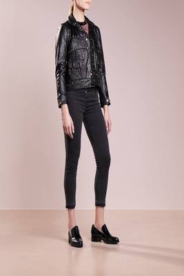 women's black lambskin leather biker jacket classic moto zip style exclusive superior 3