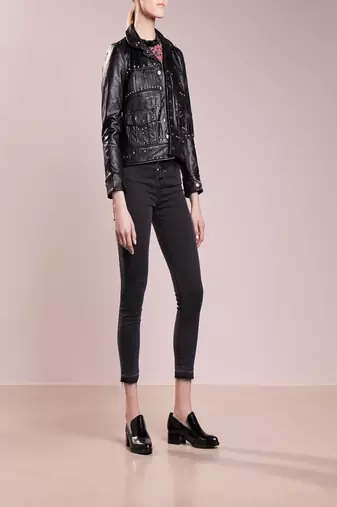 women's black lambskin leather biker jacket classic moto zip style exclusive superior