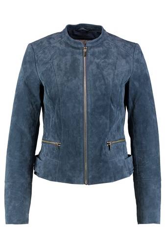 Women blue suede 100% lambskin leather jacket biker motorcycle napa leather jacket-cl-w281