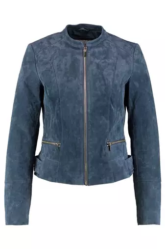 Women blue suede 100% lambskin leather jacket biker motorcycle napa leather jacket-cl-w281