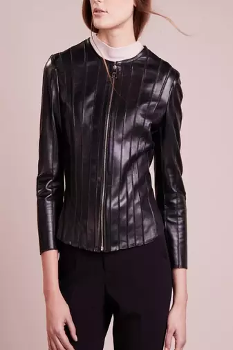 women's black napa leather biker jacket classic moto zip style exclusive signature
