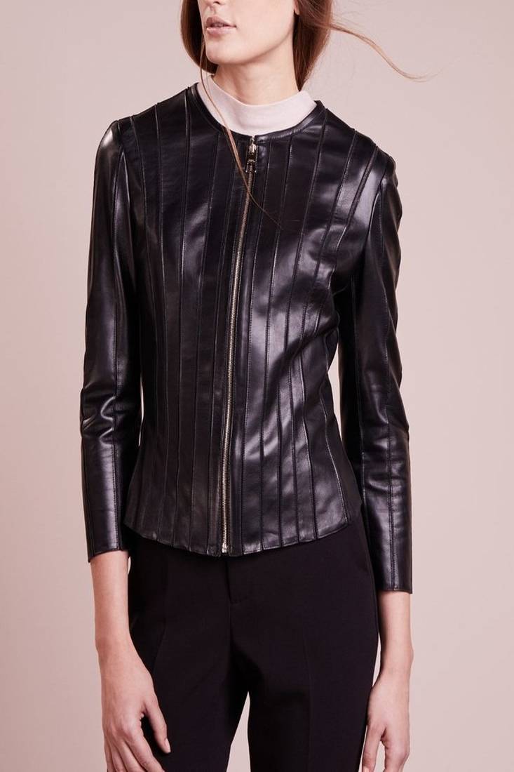 Women black 100% lambskin leather jacket biker motorcycle napa leather jacket-cl-w282