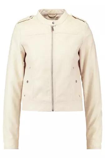 women's cream napa leather biker jacket classic moto zip style