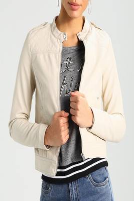 women's cream napa leather biker jacket classic moto zip style 3