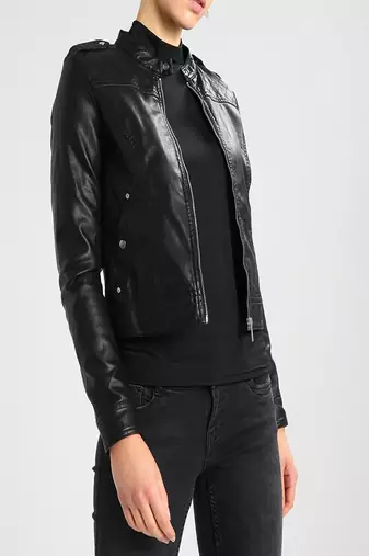 women's black napa leather biker jacket classic moto zip style exclusive special