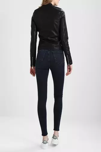 women's black napa leather biker jacket classic moto zip style exclusive high quality