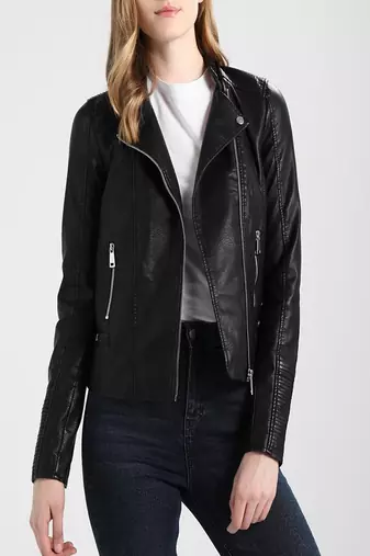 women's black napa leather biker jacket classic moto zip style exclusive high quality