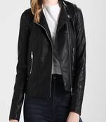 women's black napa leather biker jacket classic moto zip style exclusive high quality