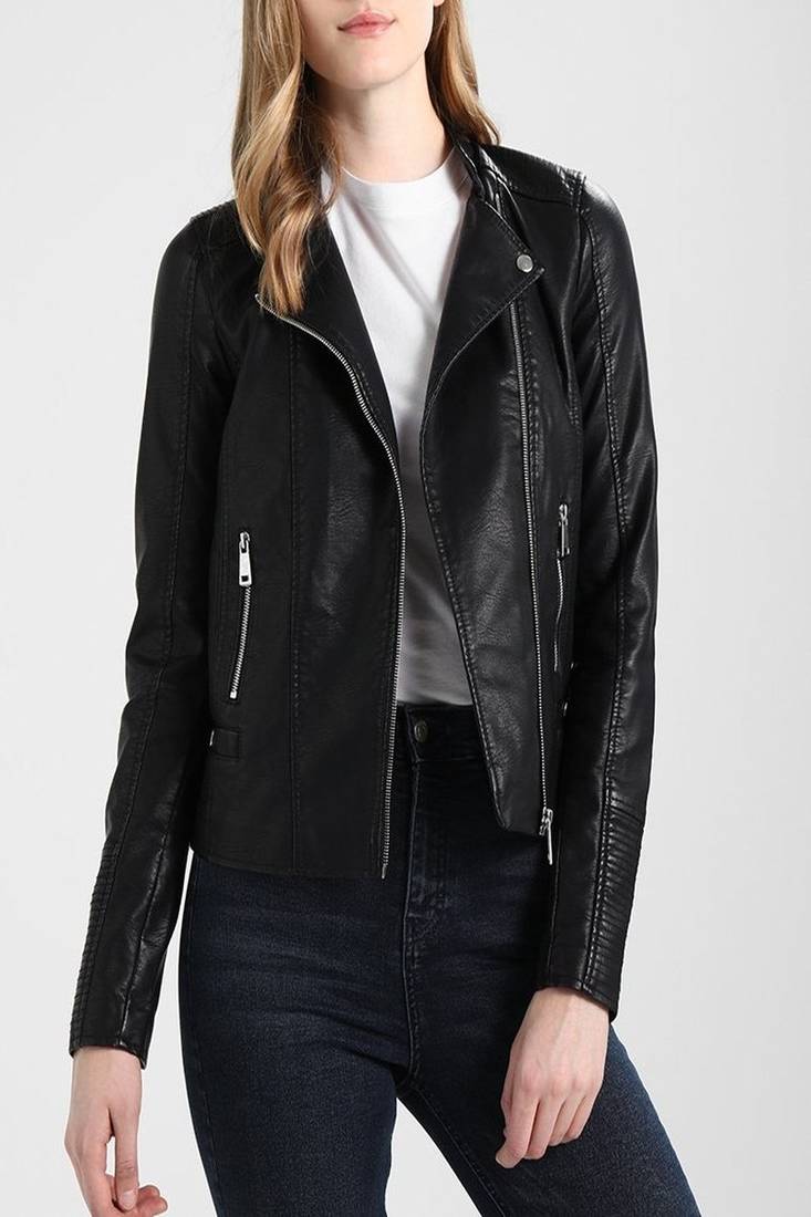 Women black 100% lambskin black leather jacket biker motorcycle napa leather jacket-cl-w287