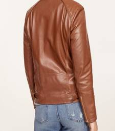 Women brown 100% lambskin leather jacket biker motorcycle napa leather jacket-cl-w288